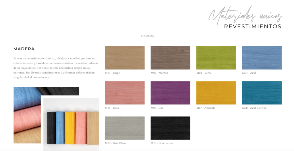 Catálogo de materiales y colores para álbumes fotográficos